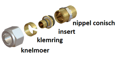 Comisa Verloop Knie 20/2 Alupex  x 15 mm koper schroef / knel koppeling