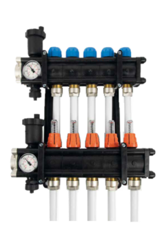 Kunststof vloerverwarmings Collector  13 KRINGEN - 1&quot; Met Debietmeters  