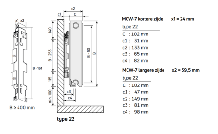 Radson RADIATOR Integra  FLEX 8C   H500 L1000 T22 ( 1470 Watt) - NIEUW MODEL