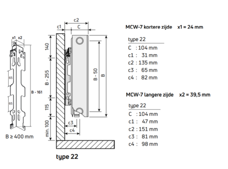 Radson radiator Parada FLEX 8C NEW H500 L2000 T22 ( 2888 W)