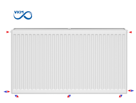 VKM8 UNI T22 Paneelradiator H900 L700 (1635 Watt)  8-aansluitpunten