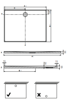 Doucheplaat Force Kunstmarmer 80 x 120 x 3,5 Wit