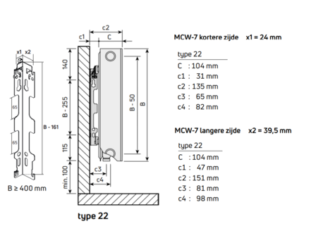 Radson radiator Ramo  FLEX 8C NEW H500 L1000  T22 ( 1444 W)