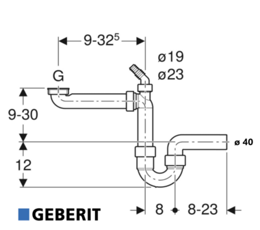 Geberit Plaatsbesparende Buissifon 40 mm Keukenspoeltafel / Vaatwasser  152.885.11.1