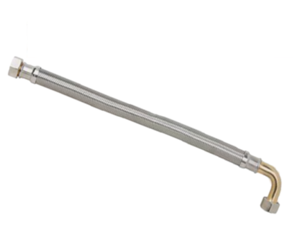 Flexibel Met Inox Omvlechting  met bocht 90&deg; 4/4&quot;F - 4/4&quot;F - 100 cm