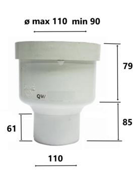 Nicoll WC aansluit- Potstuk Recht 110mm  QW110