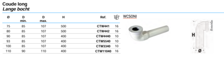 Nicoll WC Aansluitbocht &oslash; 90 mm   CTW4440