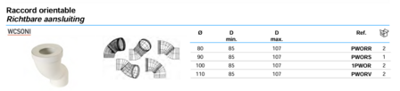 Nicoll WC Aansluitstuk Regelbaar 90 mm  PWORS