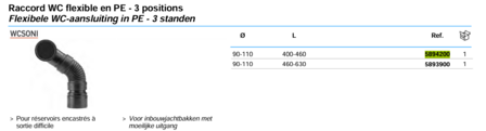 Nicoll WC Aansluit Flexibel 90-110  5894200