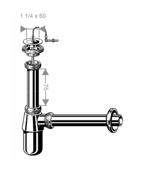 Viega Crom&eacute; Potsifon Voor Krepine 5/4&quot; x 32 + Krepine en Stop