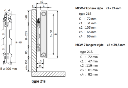 Radson radiator Parada FLEX 8C  NEW  H500 L2000 T21 ( 2226 W)