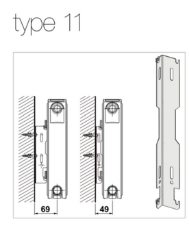 VKM8 UNI T11 Paneelradiator H500 L400 (332 Watt)  8-aansluitpunten