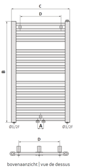 Radson Flores  Radiator H862 B500 (397 Watt) met Middenaansluiting  RAL 9016