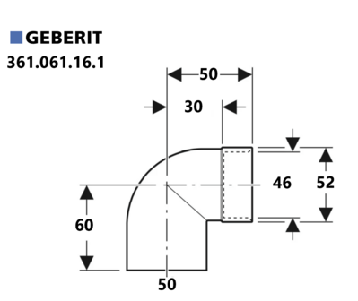 GEBERIT AFVOERBOCHT MF 50/46 MM + RUBBER 46/40 MM (WASTAFELS)