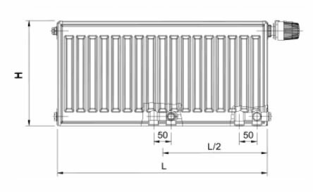 VKM8 UNI T22 Paneelradiator H900 L900 (2102 Watt)  8-aansluitpunten