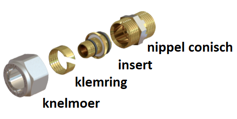Comisa Verloop Knie 20/2 x 16/2 mm Alupex schroef / knel koppeling