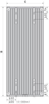 Radson Vertical Radiator T20 H1950 B750 (2192 Watt) - RAL 9016