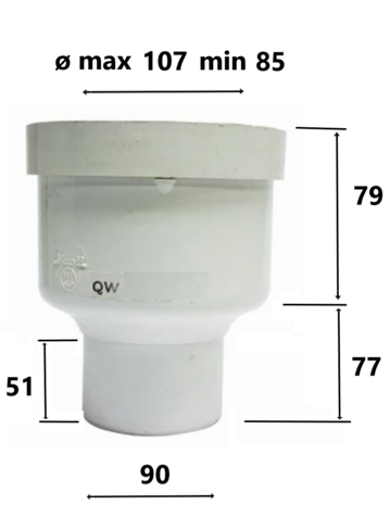 Nicoll WC aansluit- Potstuk Recht 90mm QW44