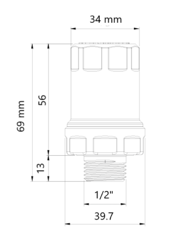 RBM Antishock 1/2"M Waterslagdemper 90° - 3072