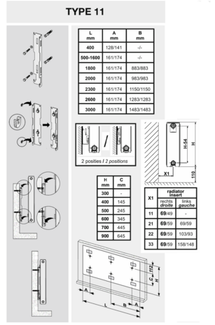 VKM8 UNI T11 Paneelradiator H500 L400 (332 Watt)  8-aansluitpunten