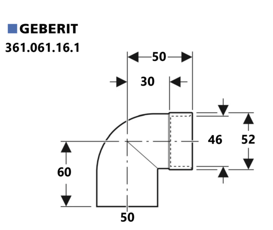 GEBERIT AFVOERBOCHT MF 50/46 MM + RUBBER 46/40 MM (WASTAFELS)