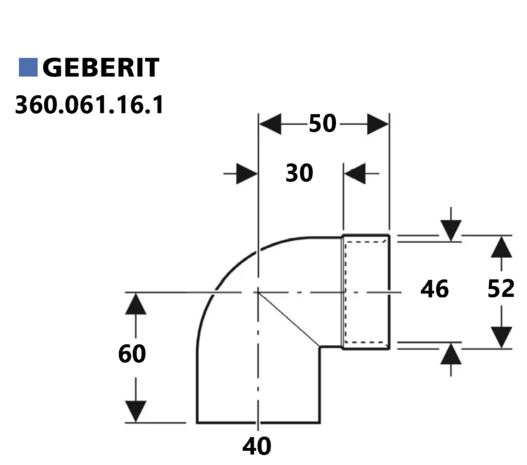 GEBERIT AFVOERBOCHT MF 40/46 MM + RUBBER 46/40 MM (WASTAFELS)