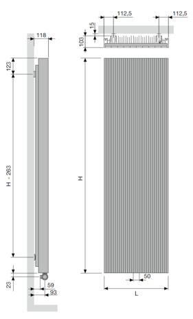 Vasco Bryce V100 Verticale Aluminium Radiator H1800 B600 (1969 Watt) - KLEUR LIGHT BEIGE 9811